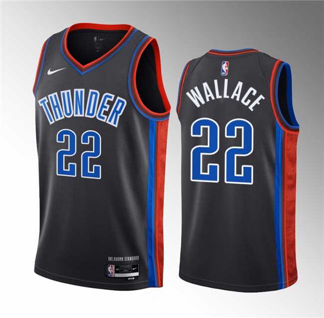 Men%27s Oklahoma City Thunder #22 Cason Wallace Black 2023 Draft City Edition Stitched Basketball Jersey->orlando magic->NBA Jersey